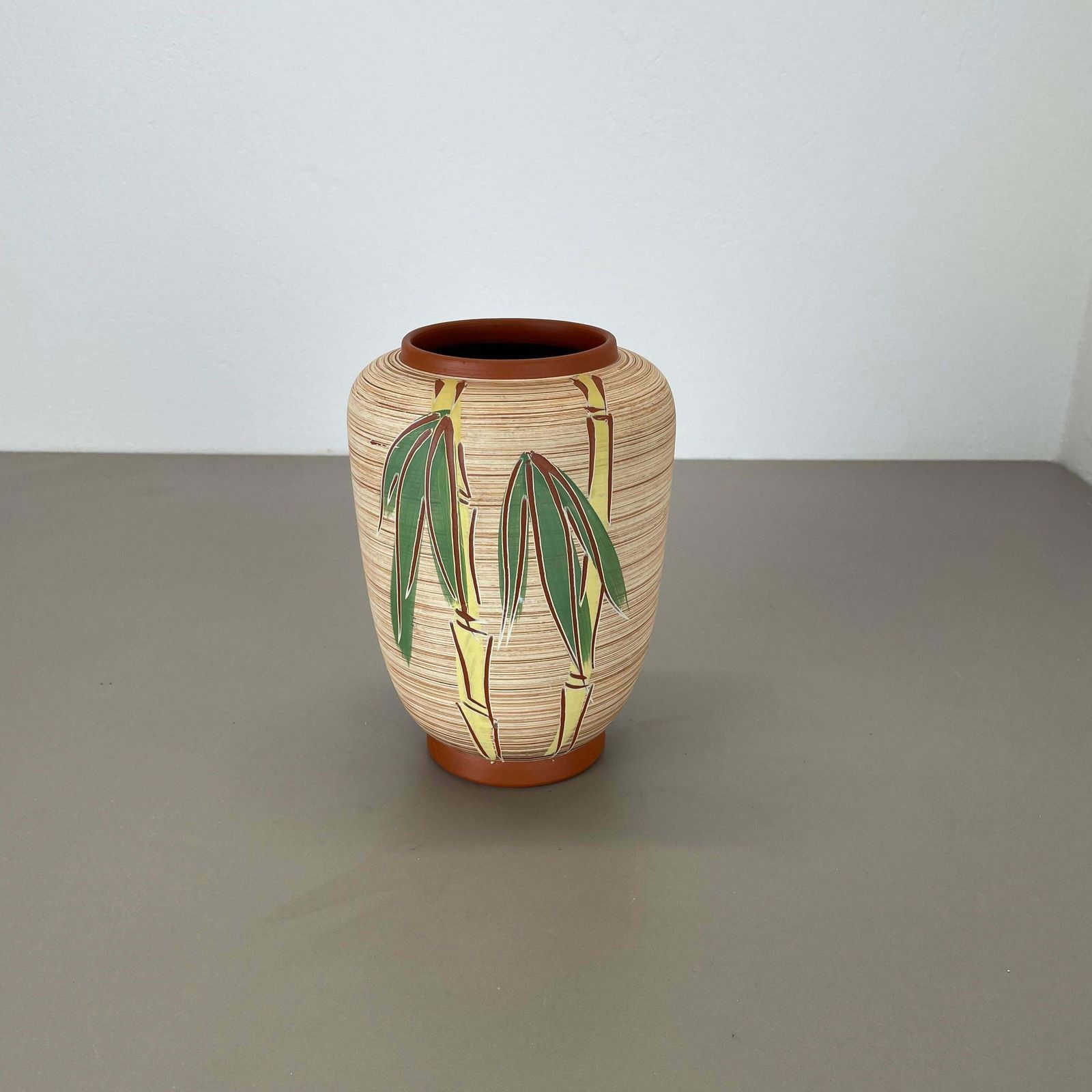 Colorful Abstract Bamboo Ceramic Pottery Vase By Eiwa Ceramics, Germany 1950s photo for sale