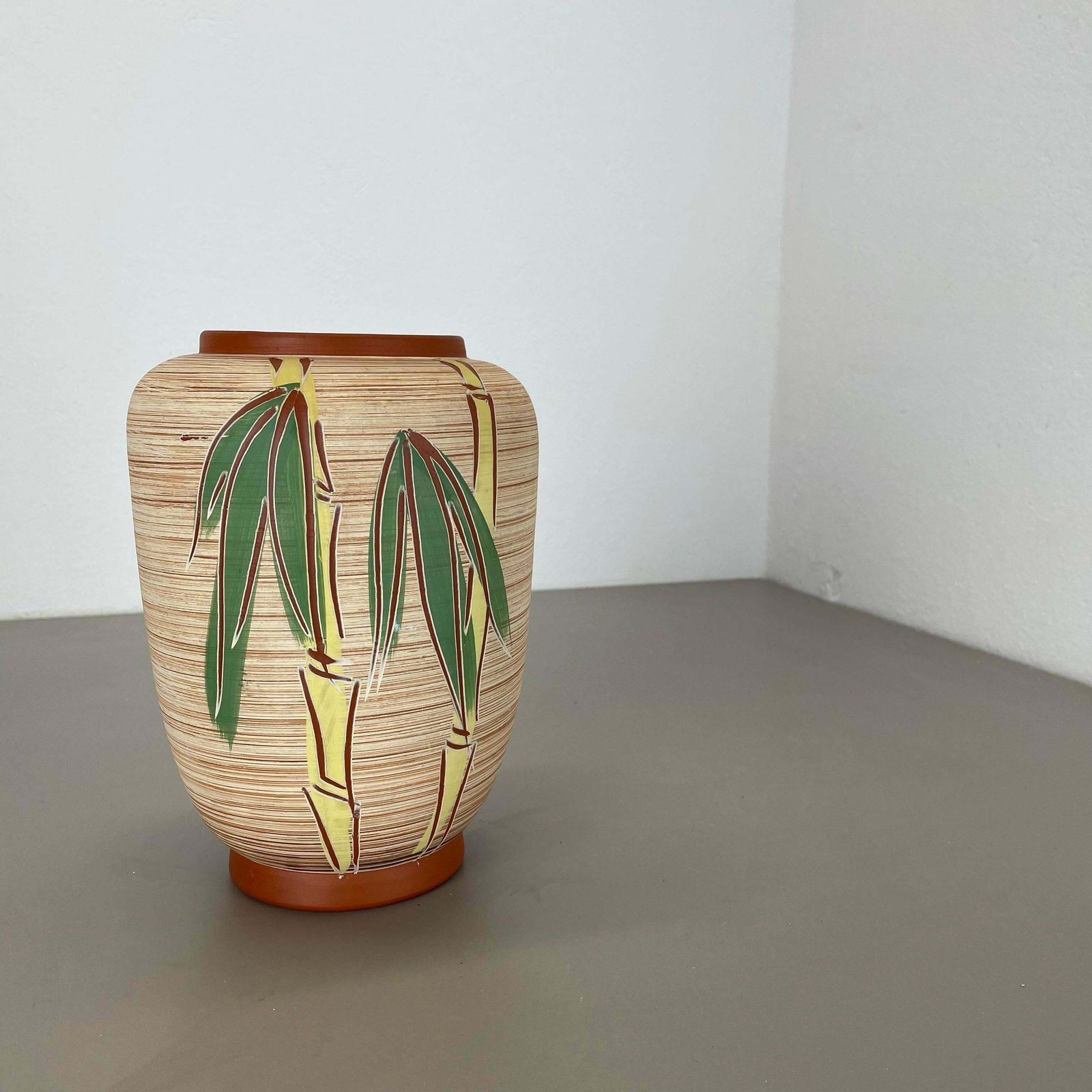 Colorful Abstract Bamboo Ceramic Pottery Vase By Eiwa Ceramics, Germany 1950s photo Home Decor