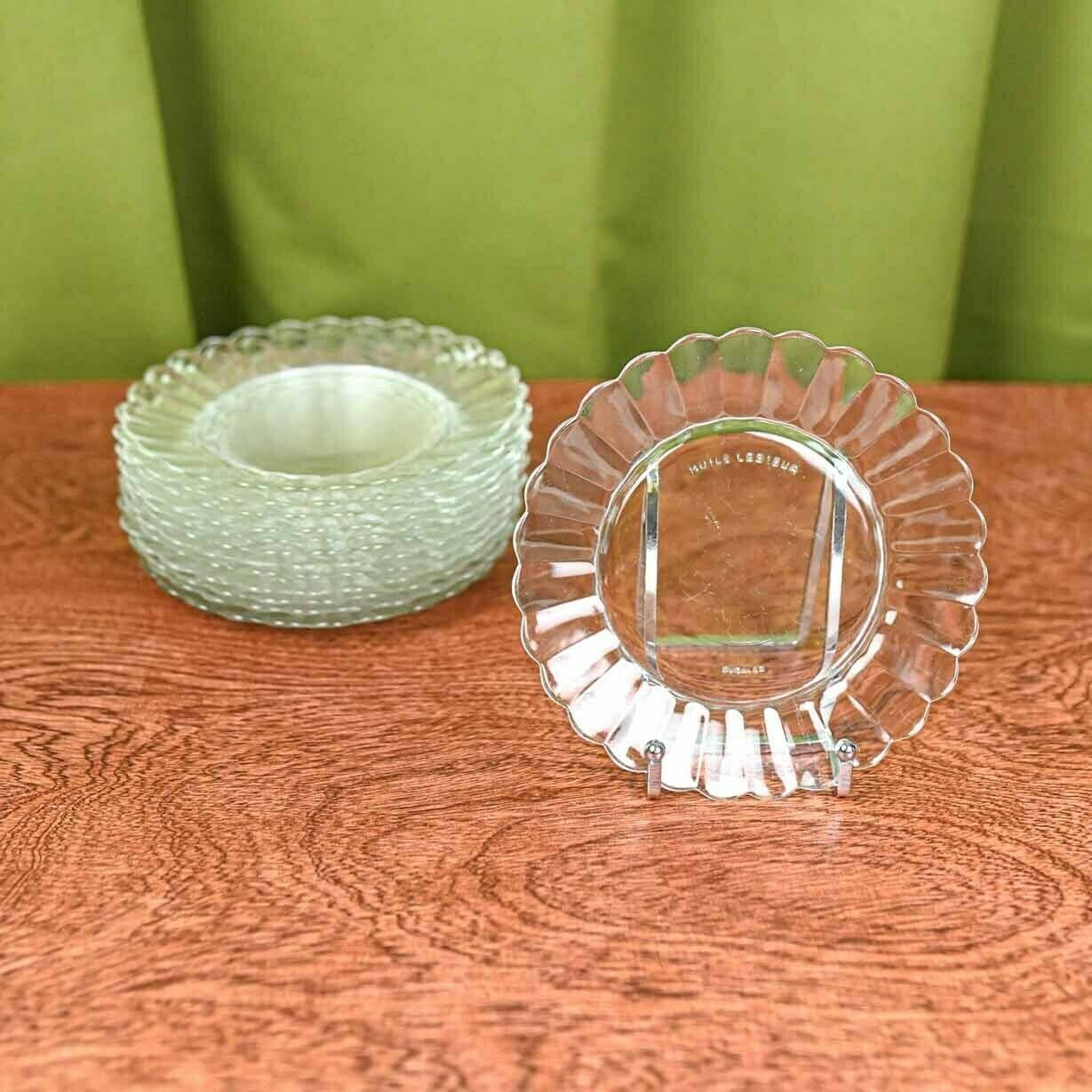 Scalloped Marguerite Dessert Plates, Set Of 13, Seventies Daisy Plates, Duralex & Lesieur Oil photo for sale