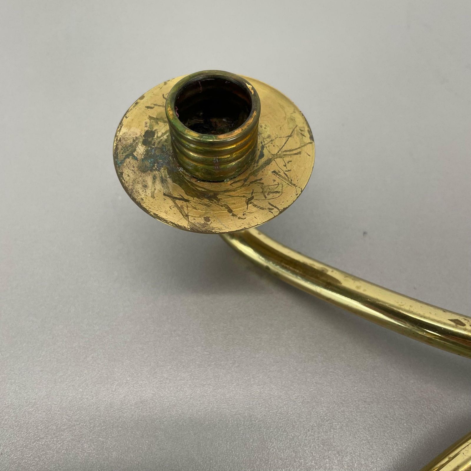 photo furniture Modernist Auböck Style Brutalist Brass And Leather Candleholder, Austria 1950s