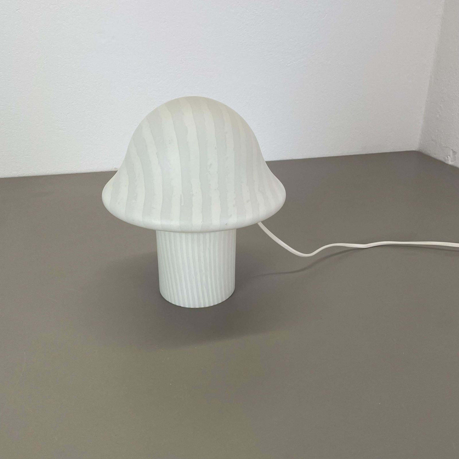 Original Glass Mushroom Zebrano Desk Light By Peill & Putzler, Germany, 1970s photo for sale