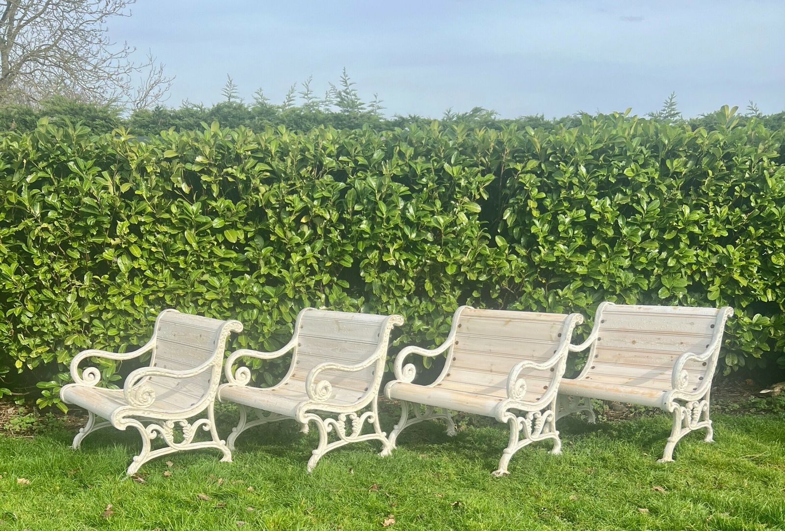 Rare Set Of 4 Ex Calcutta Polo Club Victorian Garden Chairs