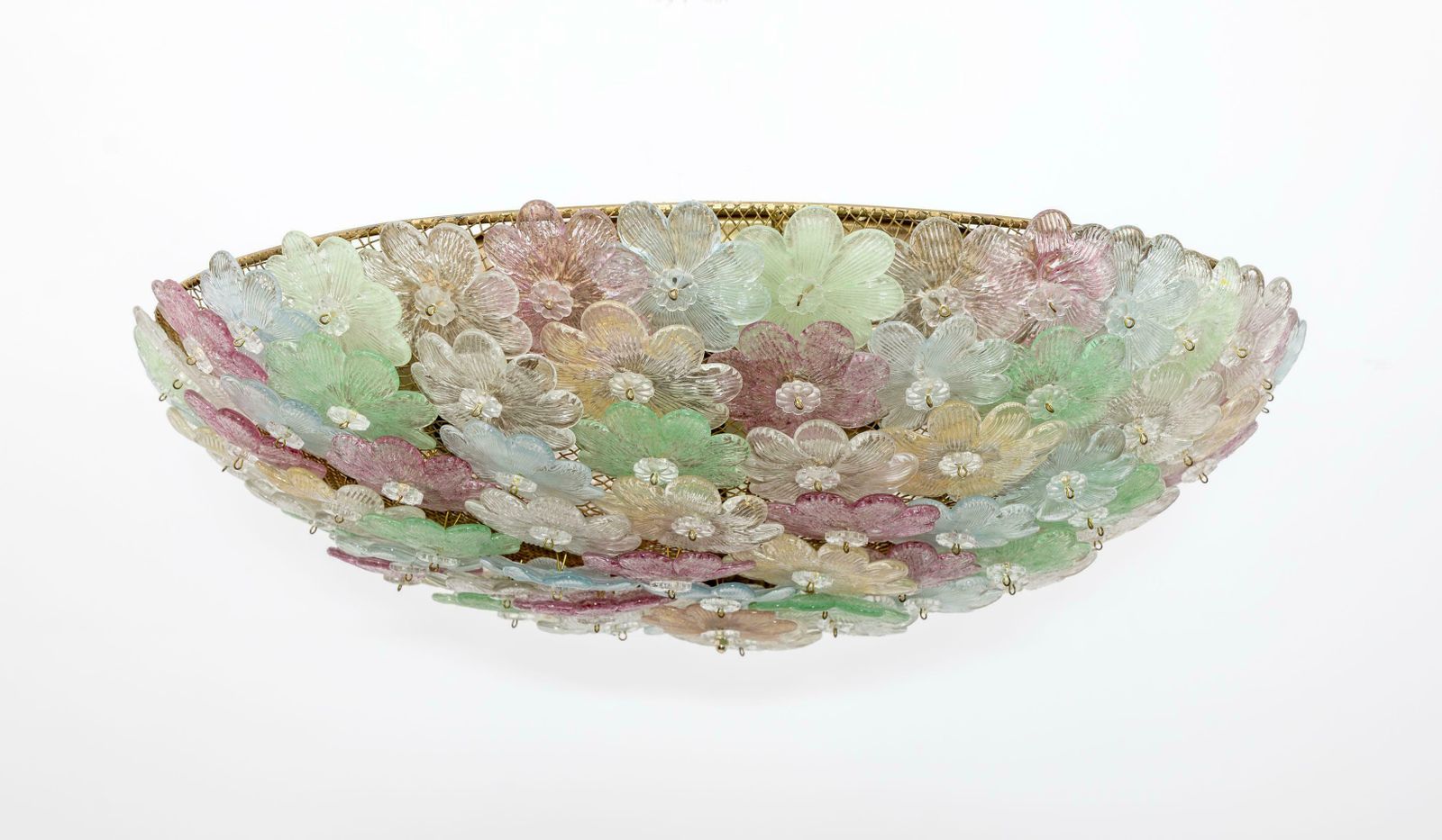 Barovier & Toso Mid Century Modern Murano Glass Flower Basket Ceiling Light, 50s photo furniture