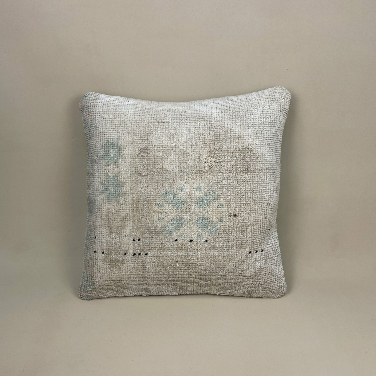 Antique Kilim Cushion Turkish Feather Filled Handwoven Muted Beige Abstract