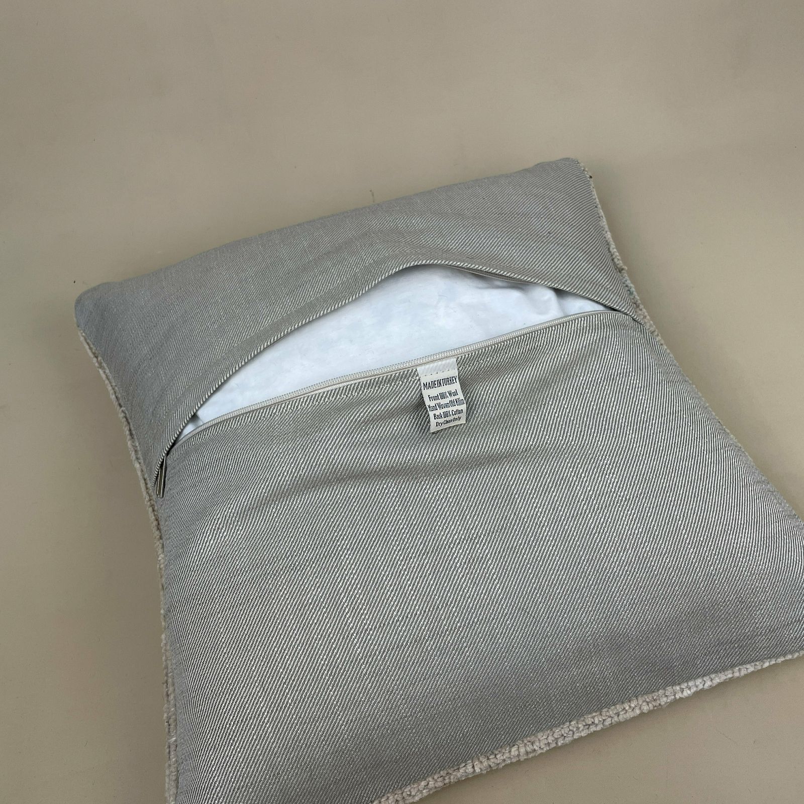 Antique Kilim Cushion Turkish Feather Filled Handwoven Muted Beige Abstract photo 55.0