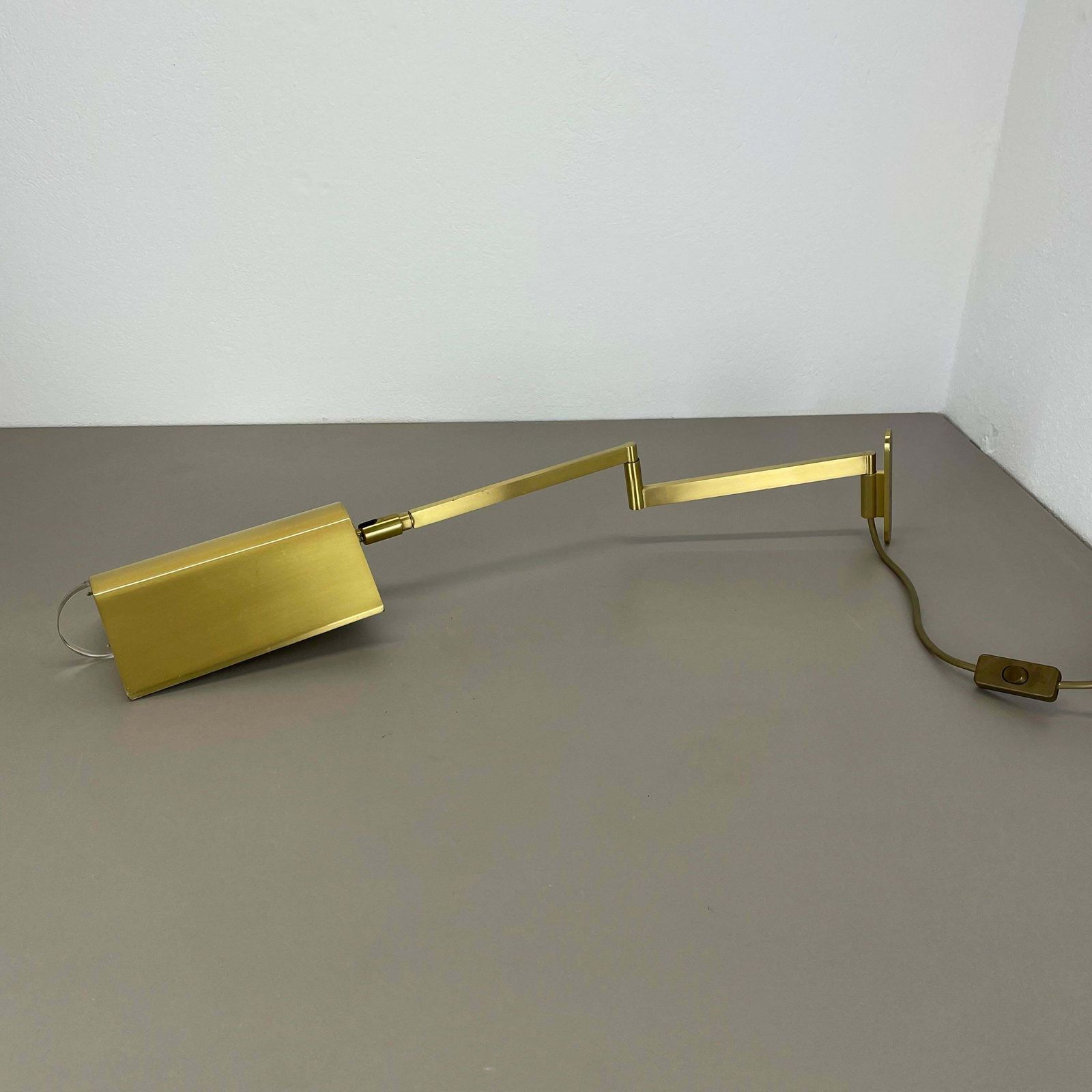 Large 77cm Stilnovo Style Omi Swing Arm Brass Acryl Glass Wall Light Italy 1970s photo Lighting