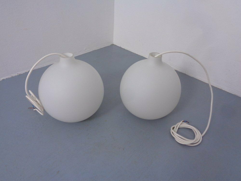 photo vinterior Opaline Glass Satellite Pendant Lamps By Vilhelm Wohlert For Louis Poulsen, 1960s, Set Of 2