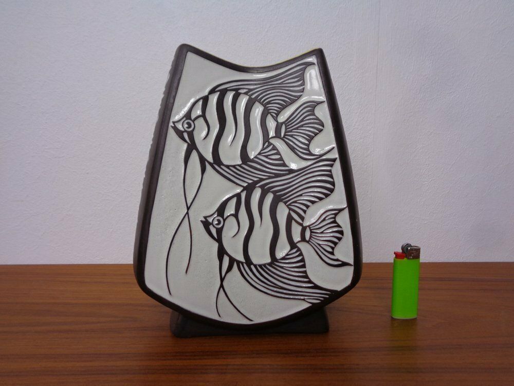 Studio Ceramic Vase With Fishes From Carstens / Goldscheider, 1950s photo for sale