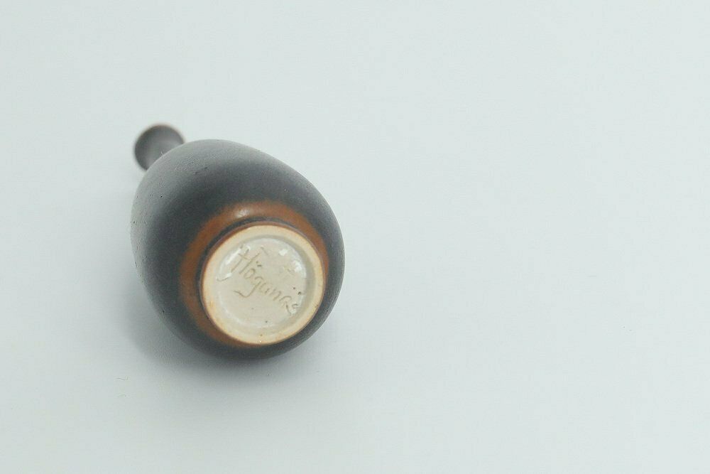 Small Mid Century Scandinavian Modern Collectible Wenge Stoneware Vases By John Andersson For Höganäs Ceramics, 1950s, Set Of 2 photo for sale