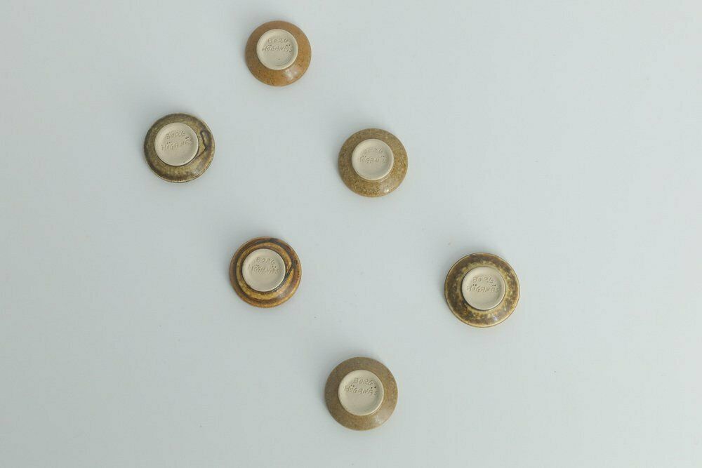 Small Mid Century Scandinavian Modern Collectible Brown Stoneware Bowls By Gunnar Borg For Höganäs Ceramics, 1960s, Set Of 6 photo Home Decor