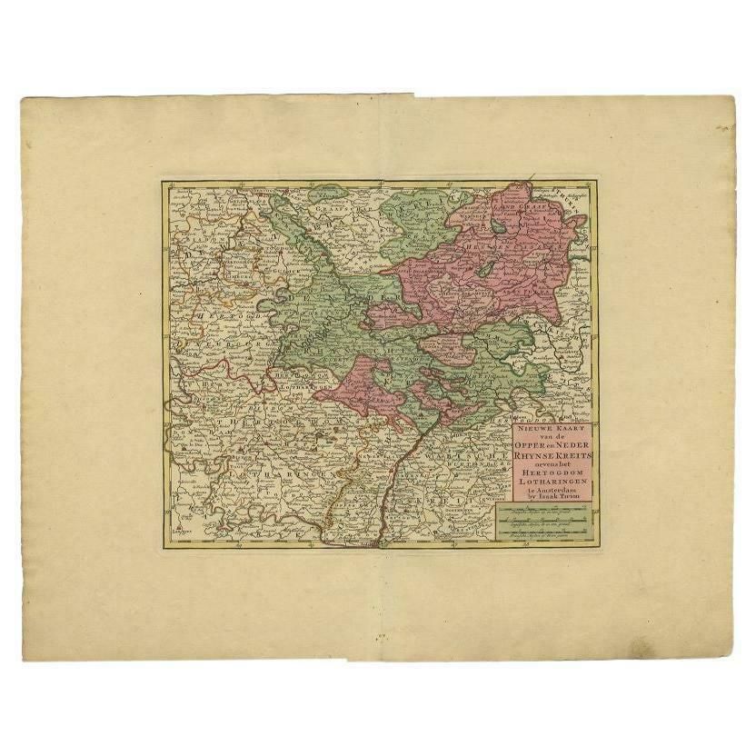 Antique Map Of The Rhineland And Lotharingen By Tirion, C.1740
