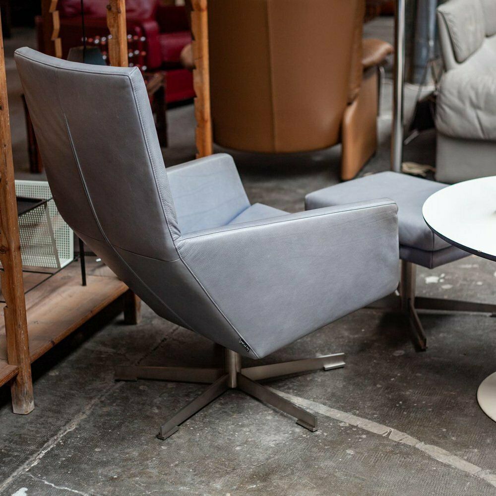 Swivel Armchair & Ottoman Attributed To Gerard Van Den Berg, 1980s, Set Of 2 photo 1192.0