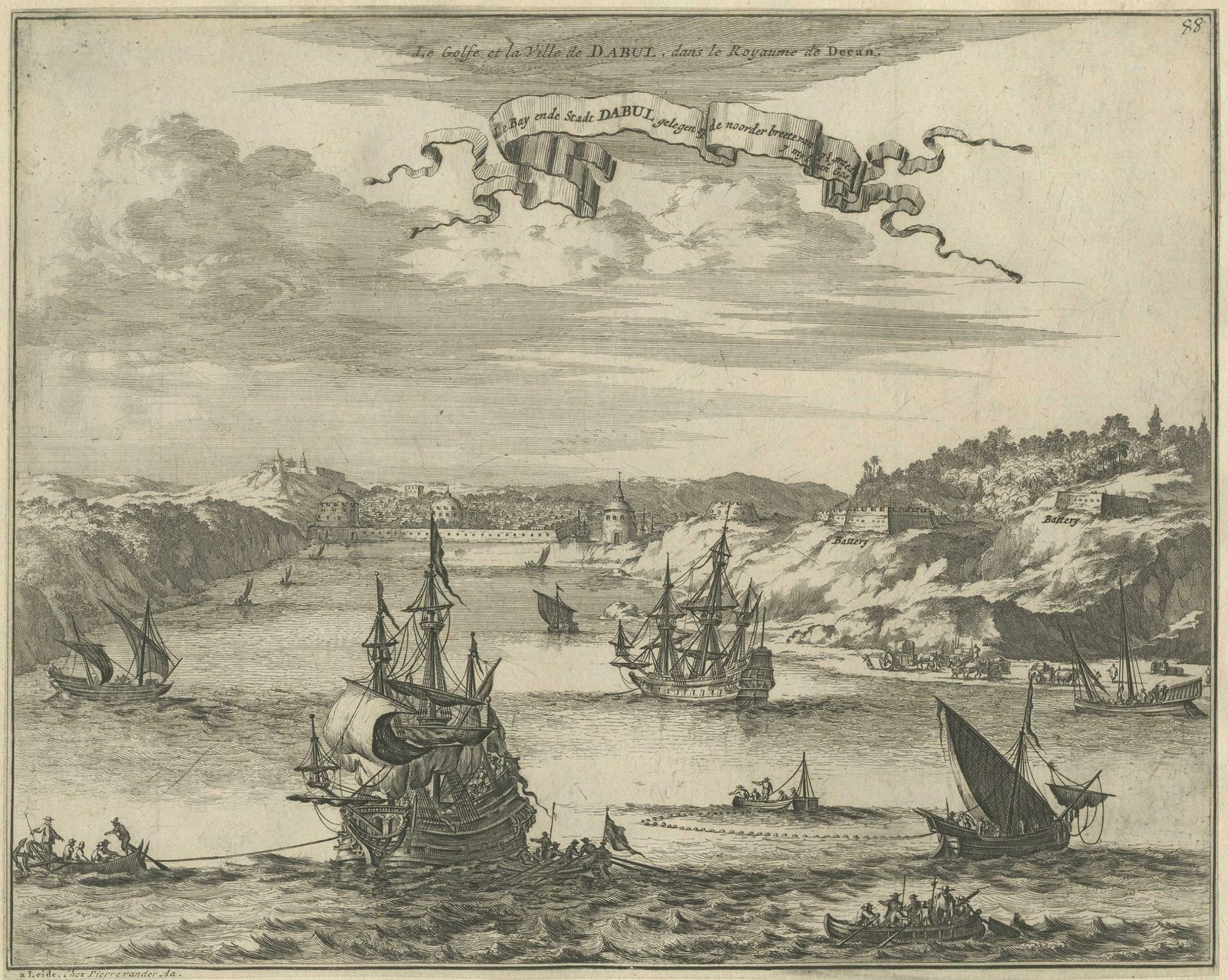 Bird's Eye View Of Dabhol As Seen From The Sea, North Of Goa, India, 1727 photo for sale