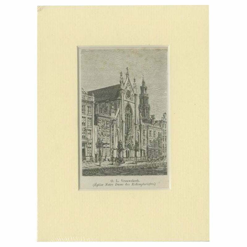 Antique Print Of The 'Onze Lieve Vrouwekerk' In Amsterdam, C.1900