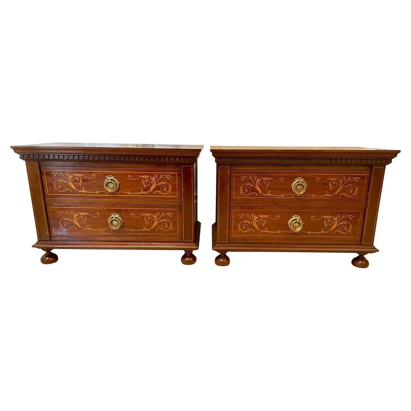 Quality Pair Of Antique Edwardian Inlaid Mahogany Chests