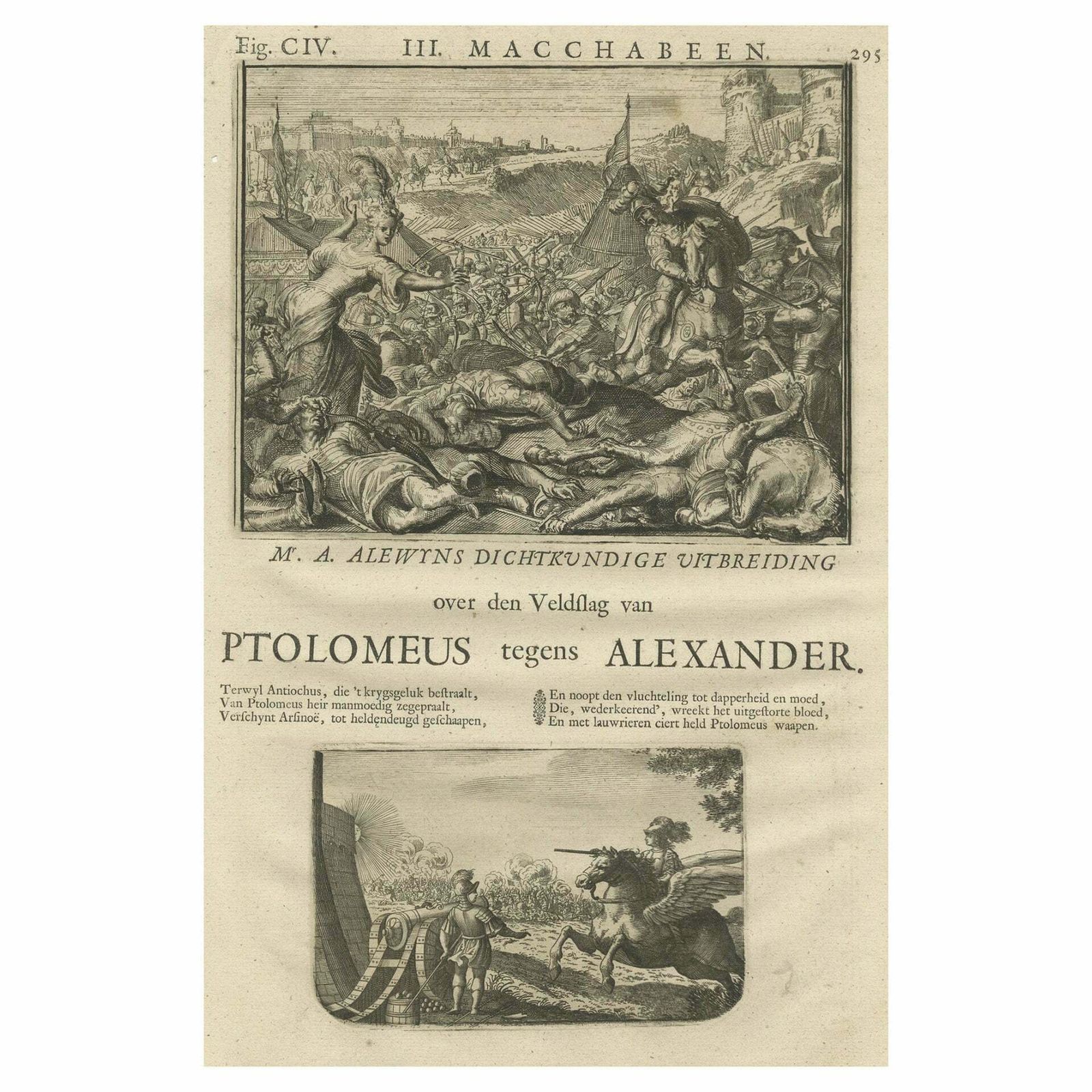 Rare Part Of A Poem Of The Battle Of Ptolemy Against Alexander The Great, 1721