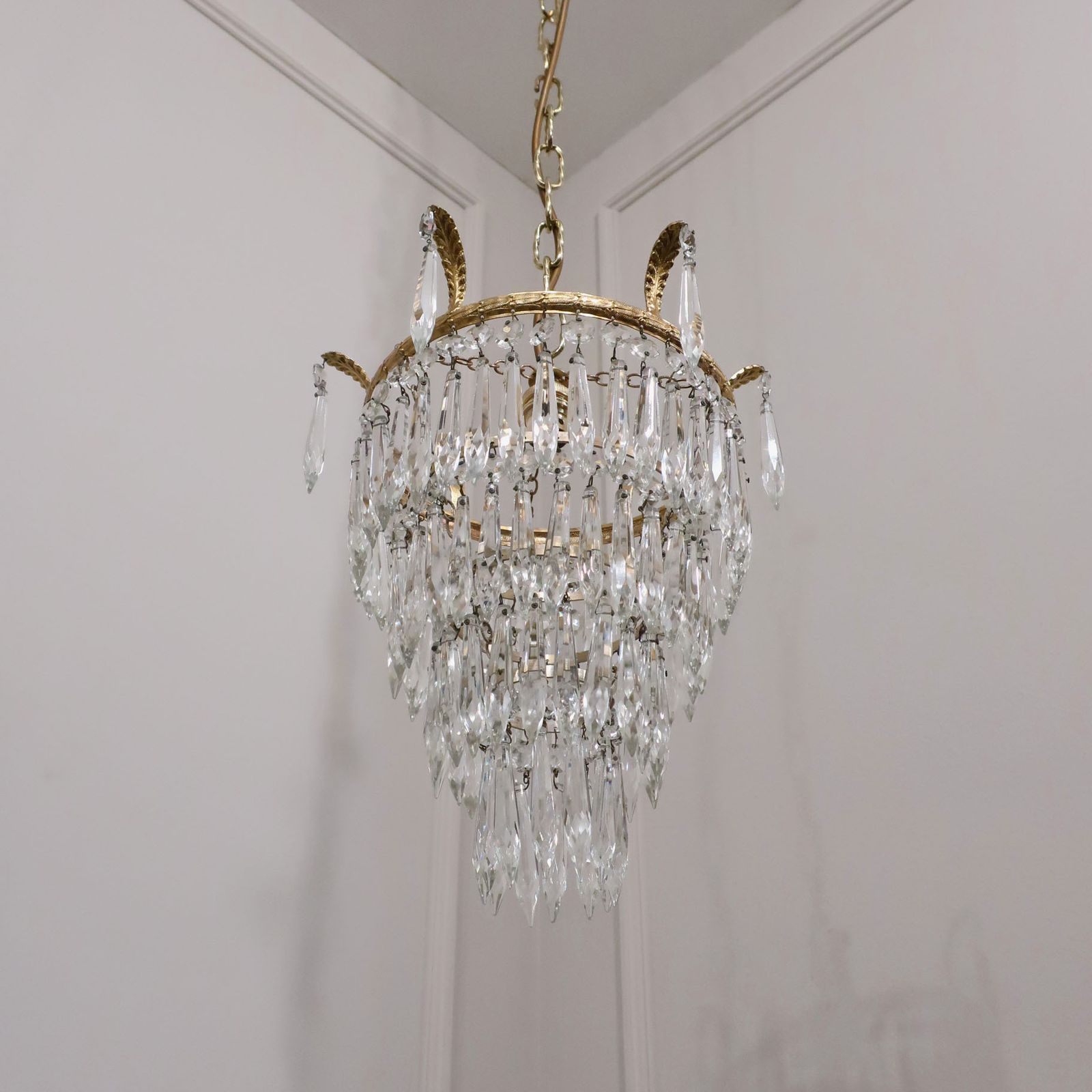 Italian Art Deco Four Tier Crystal Glass Chandelier photo furniture