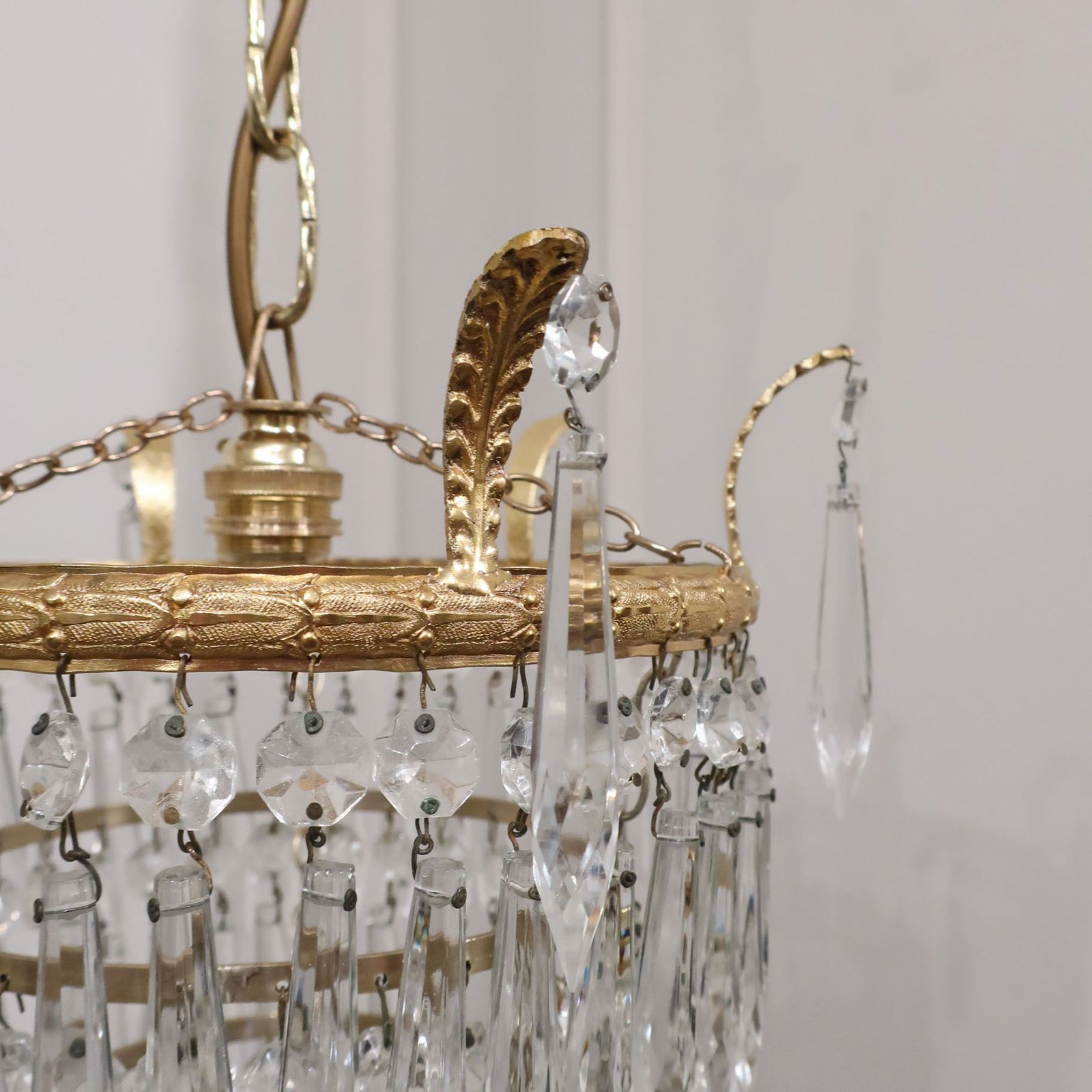 Italian Art Deco Four Tier Crystal Glass Chandelier photo for sale