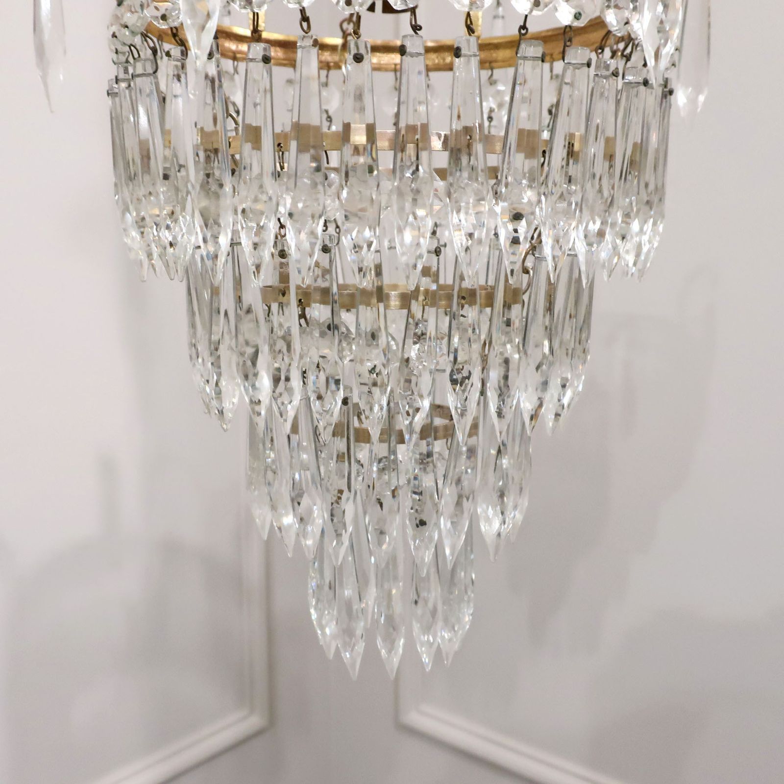 Italian Art Deco Four Tier Crystal Glass Chandelier photo 560.0