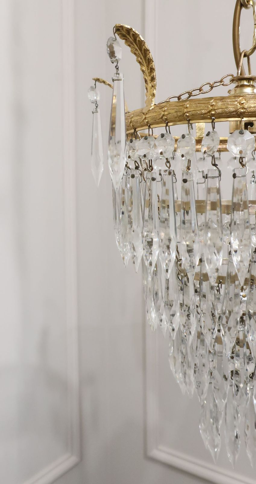 Italian Art Deco Four Tier Crystal Glass Chandelier photo vinterior