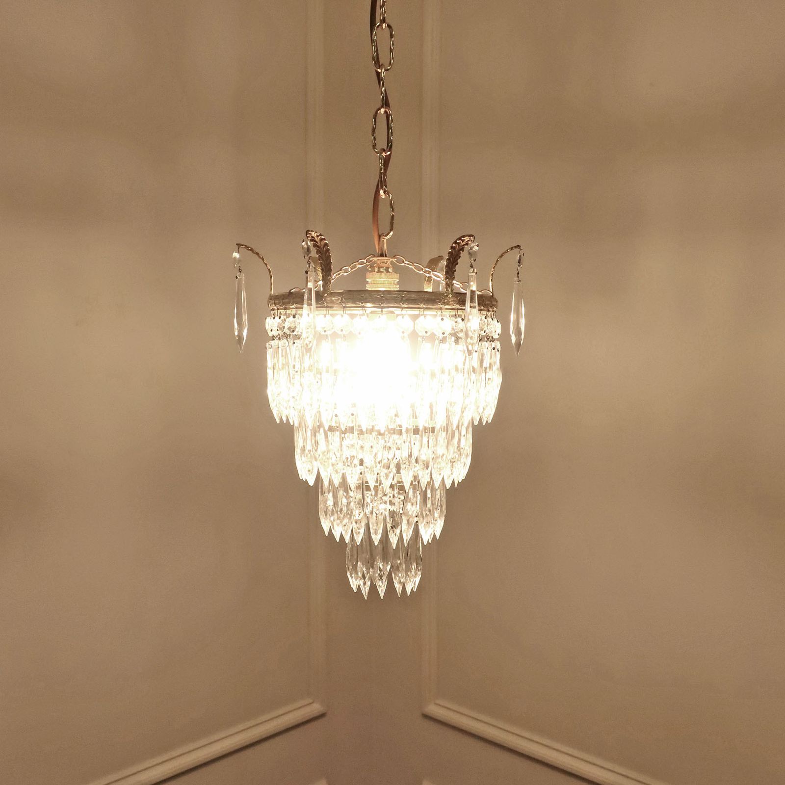 Italian Art Deco Four Tier Crystal Glass Chandelier photo buy