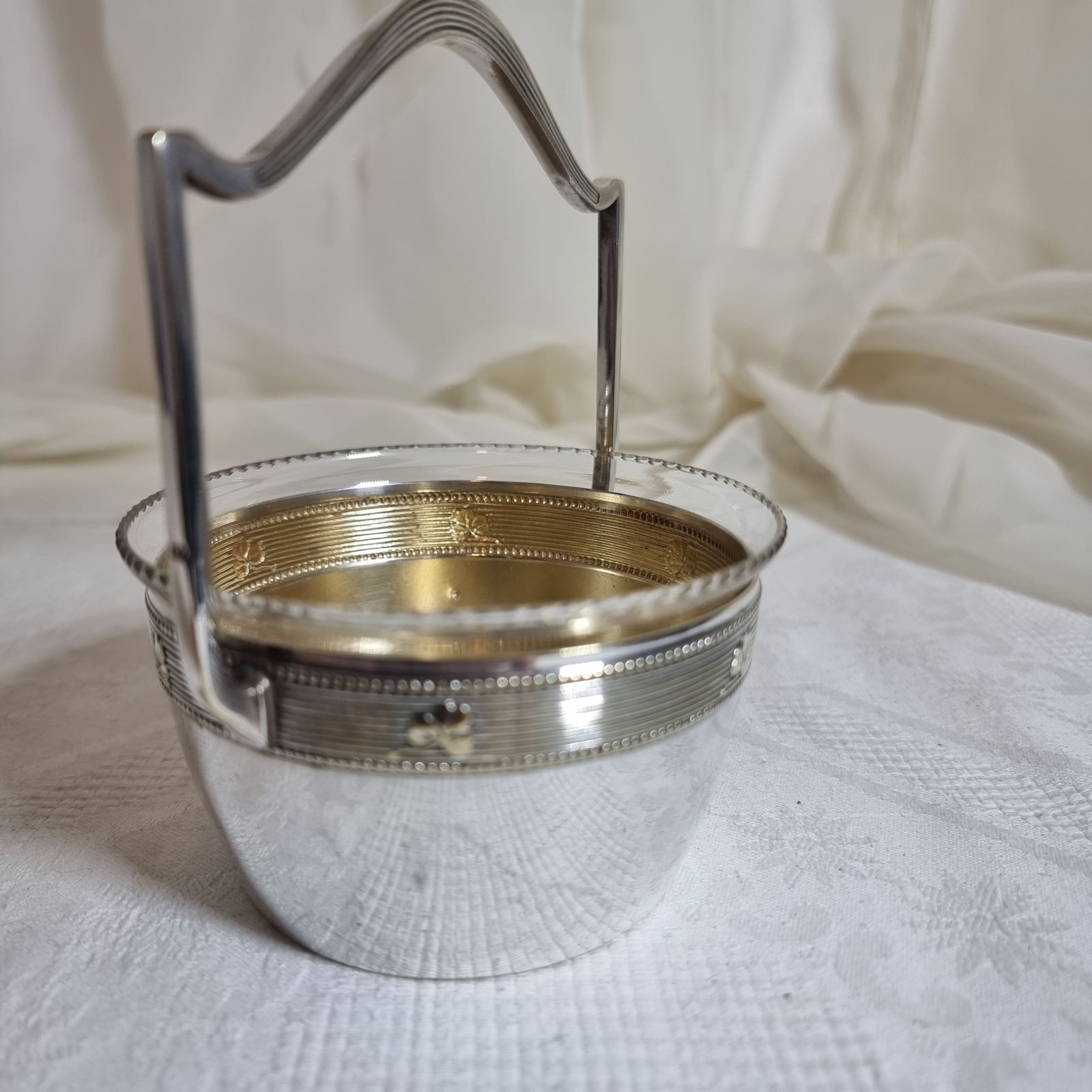 W.M.F Art Nouveau Basket & Original Glass Liner photo vintage