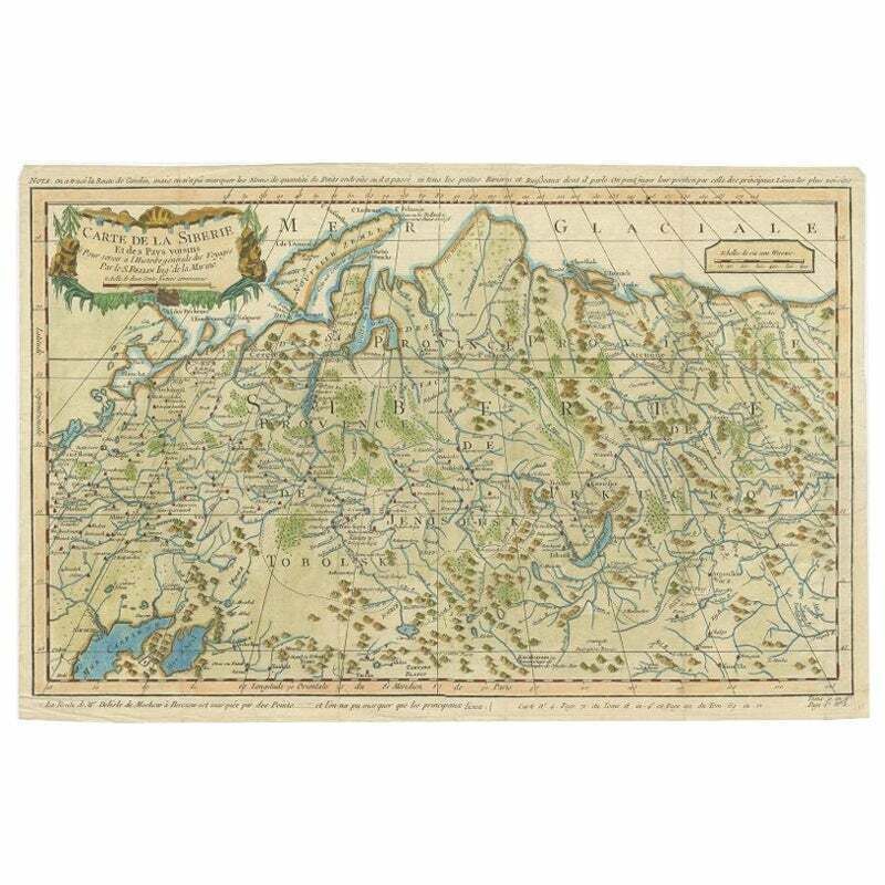 Antique Map Of Siberia By Bellin, 1754