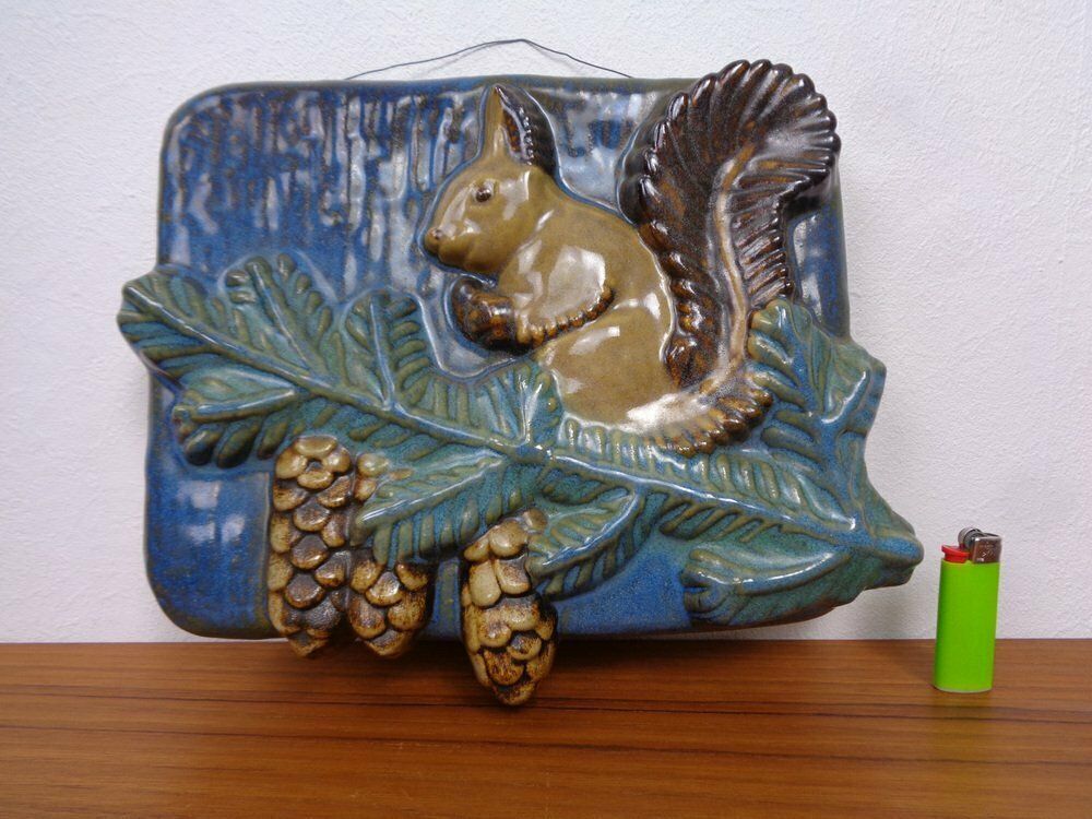Stoneware Studio Ceramic Wall Plaque From Ego Lidköping, Sweden, 1960s, 1970s photo vintage