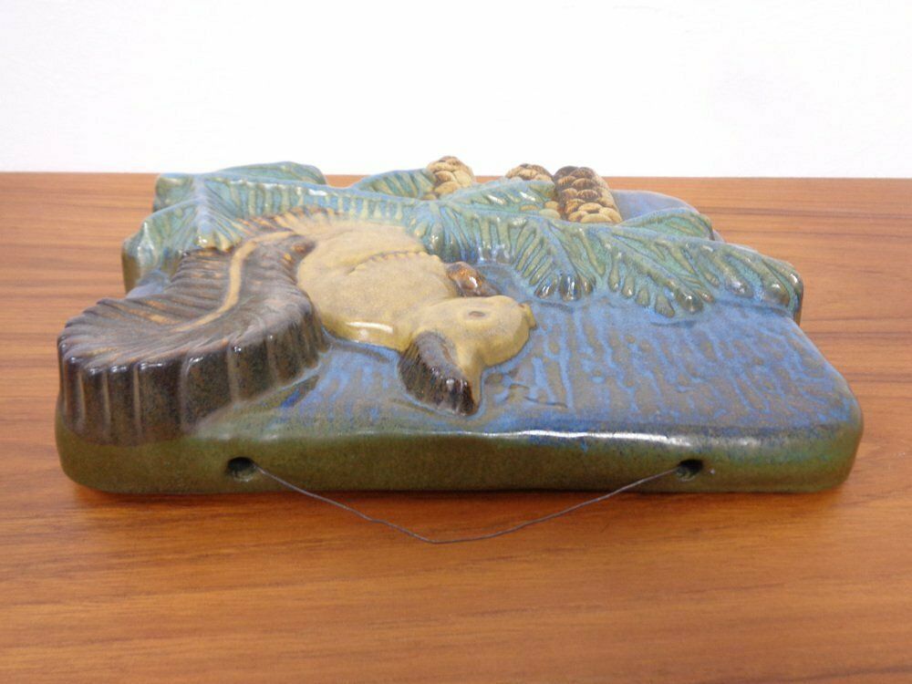 Art Stoneware Studio Ceramic Wall Plaque From Ego Lidköping, Sweden, 1960s, 1970s photo