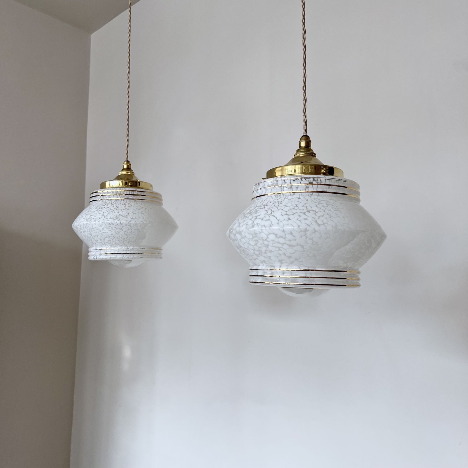 One Mid Century White Clichy Glass Enclosed Shade photo furniture