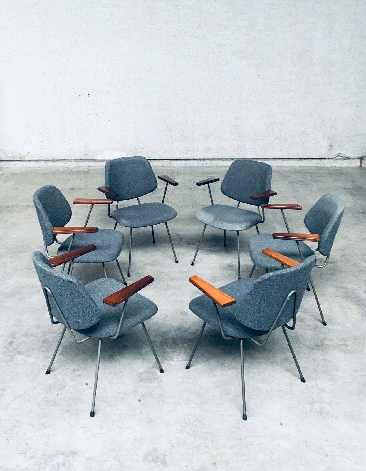 Midcentury Modern Design Office Chair Set By Wim Rietveld For Kembo, Netherlands 1950's photo vinterior
