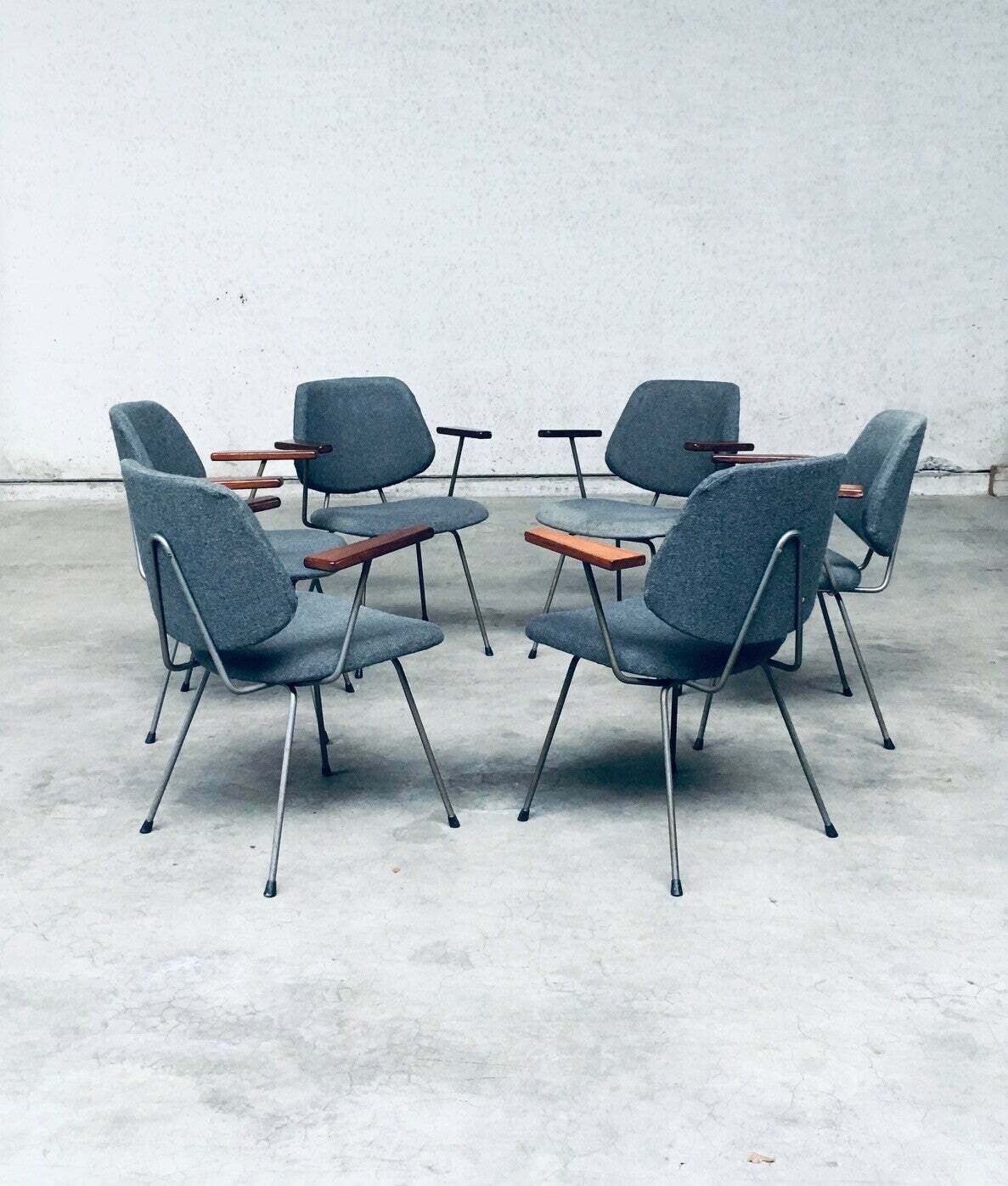 Furniture Midcentury Modern Design Office Chair Set By Wim Rietveld For Kembo, Netherlands 1950's photo