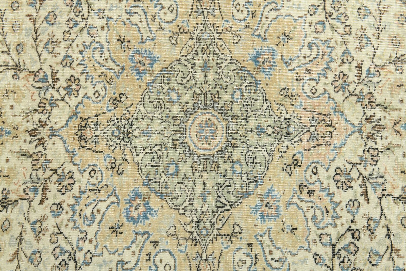 7x9 Faded Beige Green Rug, Handmade Vintage Rug, Turkish Oushak Rug, Area Rug, Beige Green Rug, 7x9 Large Rug, Living Room Rug, 6.7x9.4 Ft photo vinterior