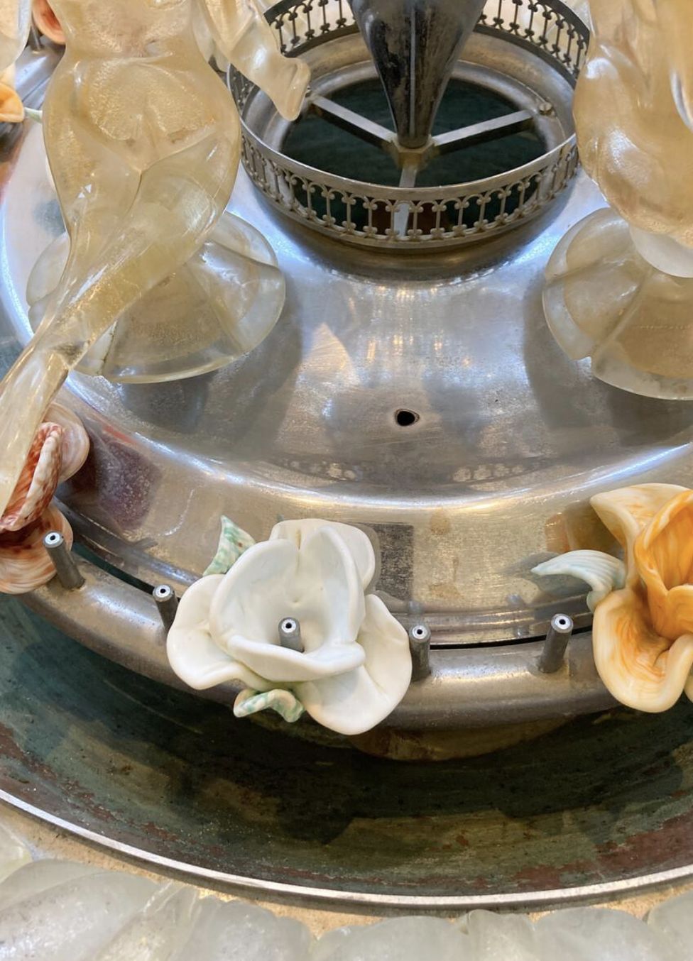 Murano Glass Fountain With A Central Vase Encircled By 4 Mermaids 1950s photo vinterior