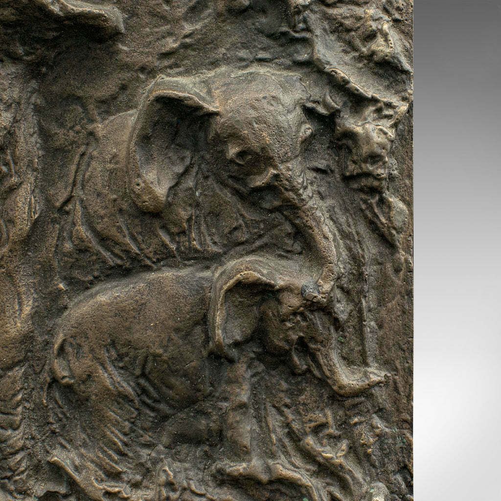Vintage Elephant Relief Plaque English Bronze Outdoor Plate Mid Century 1960 photo buy