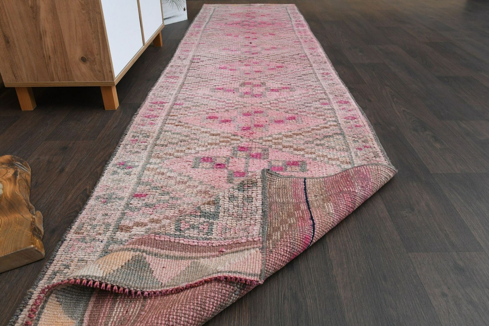 2.7x11.4 Ft Turkish Runner Rug, Oushak Runner Rug, Vintage Runner, 3x11 Wool Rug, Hallway Rug 3x11, Kids Room Rug, Kitchen Rug, Entryway Rug photo furniture