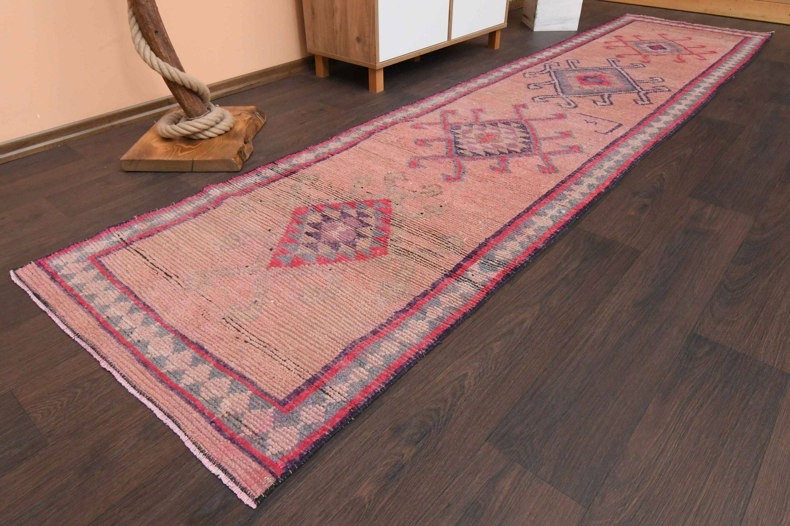 2.8x11.6 Ft Turkish Handmade Rug, Hallway Rug, Antique Runner Rug, Anatolian Rug, 3x12 Oushak Rug, Kitchen Rug, Bedroom Rug, Entryway Rug photo for sale
