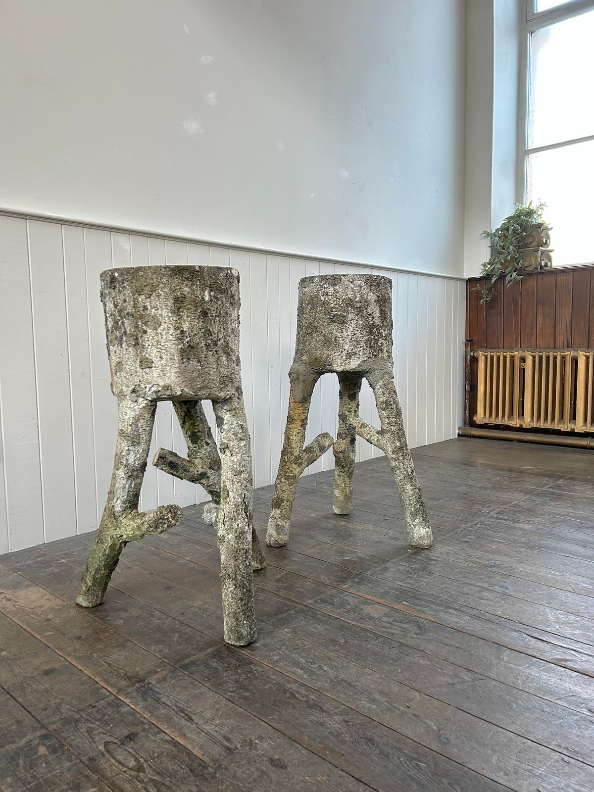 Large Pair Of 1950s Faux Bois Planters photo for sale