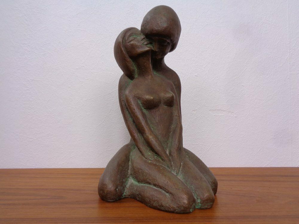 Handcrafted Stoneware Loving Couple Figure From Achatit Werkstätten, Germany, 1960s photo Home Decor