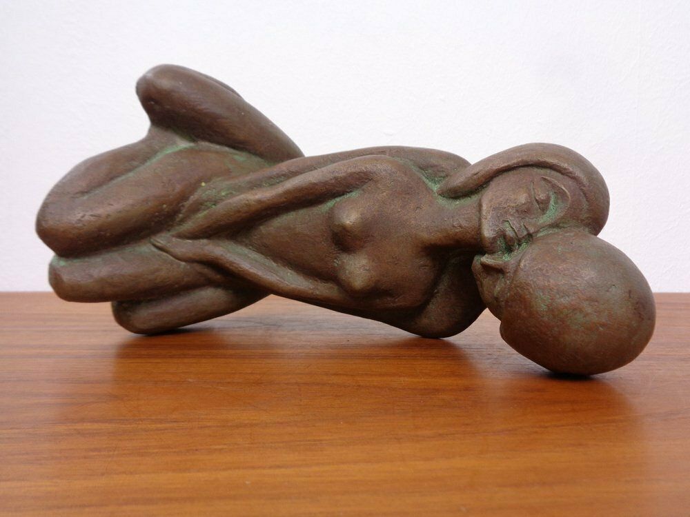 photo buy Handcrafted Stoneware Loving Couple Figure From Achatit Werkstätten, Germany, 1960s