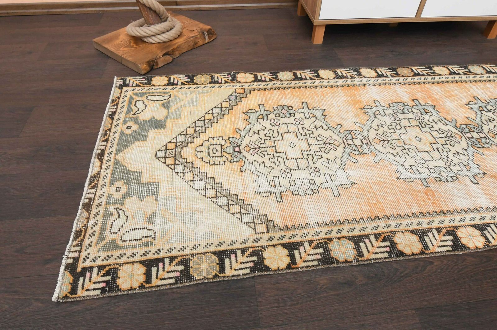 3.0x8.3 Ft Handmade Turkish Vintage Rug Runner, Oushak Runner Rug, Rug For Kitchen, Bedroom, Hallway, Entryway, Gift For New Home, Wedding photo Textiles