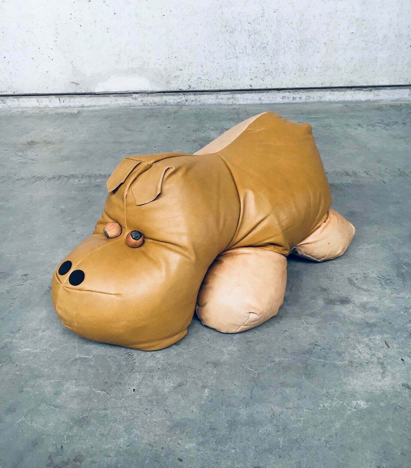 1970's Leather Hippo Hippopotamus Footstool Pouf