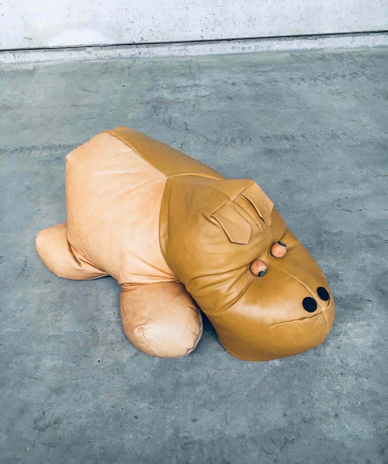 1970's Leather Hippo Hippopotamus Footstool Pouf photo vinterior