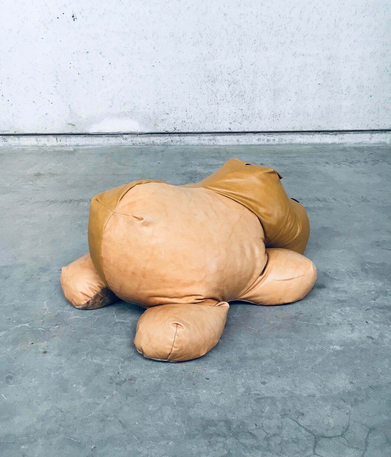 1970's Leather Hippo Hippopotamus Footstool Pouf photo vintage