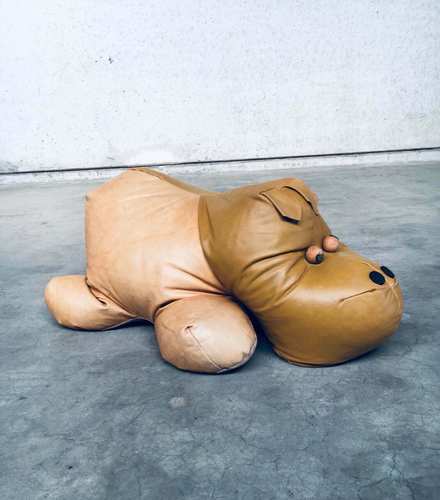 photo buy 1970's Leather Hippo Hippopotamus Footstool Pouf