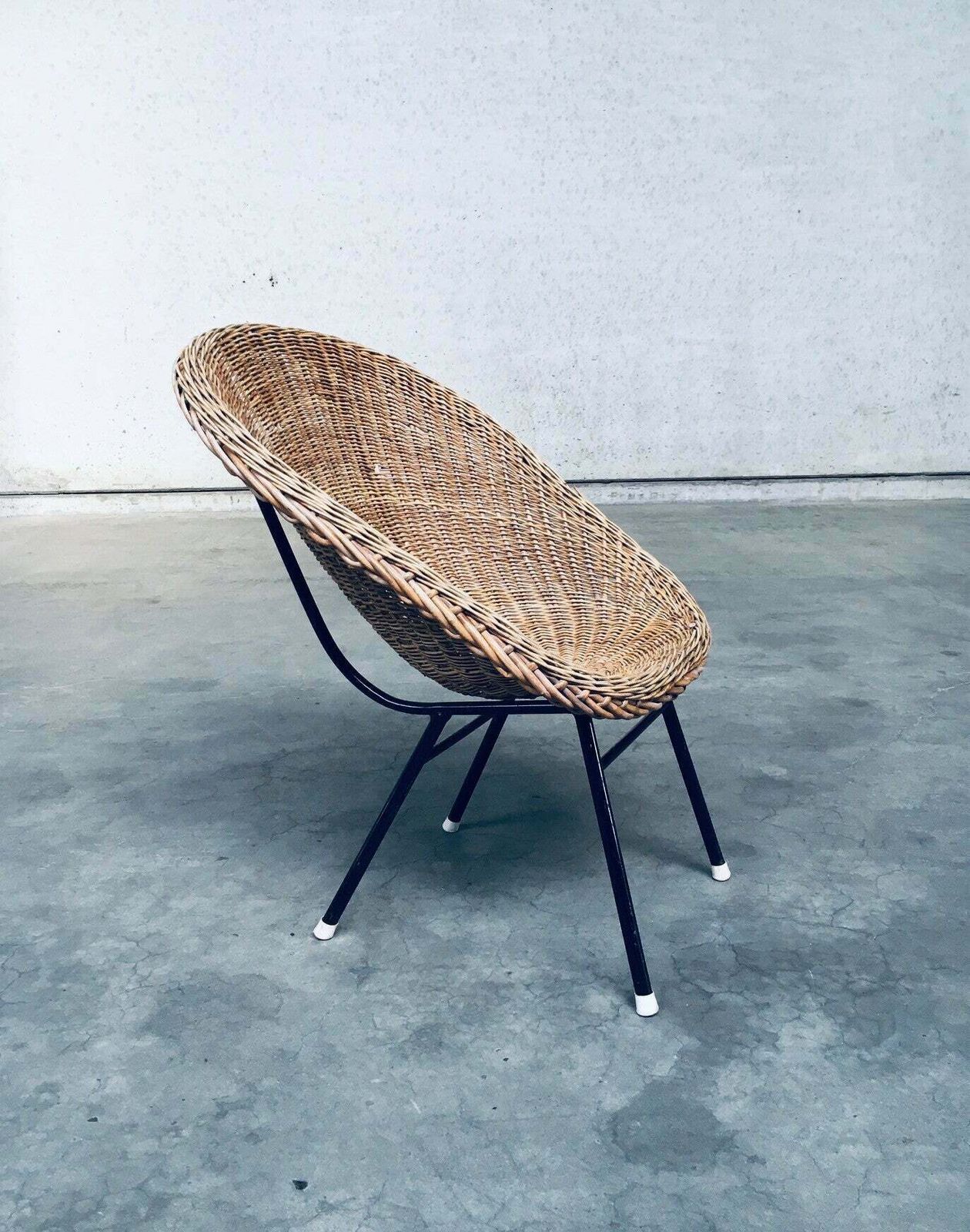 Wicker Lounge Chair In The Style Of Dirk Van Sliedregt For Rohé Noordwolde, Netherlands 1960's
