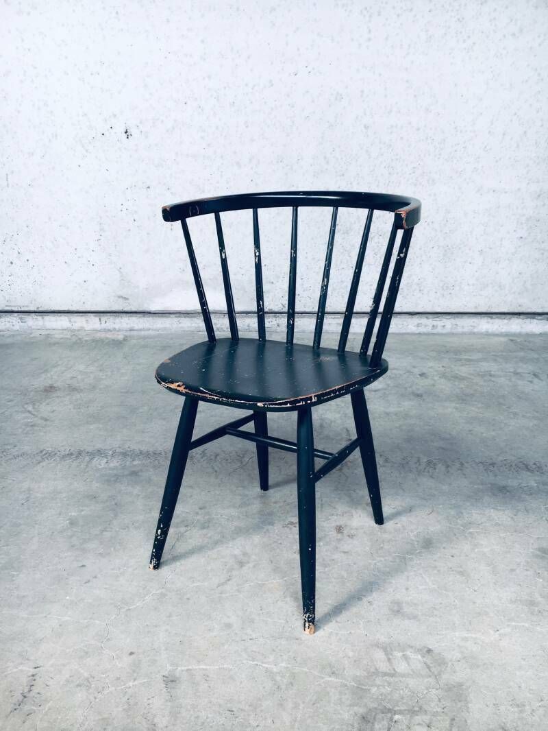 Mid Century Scandinavische Design Stoel Met Gebogen Spijlenrug, Jaren 1960, Denemarken photo for sale