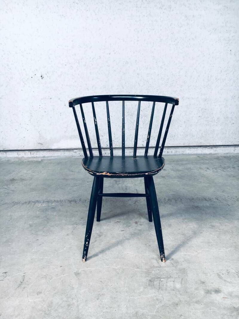 Midcentury Scandinavian Design Curved Spindle Back Side Chair, 1960's Denmark photo Furniture