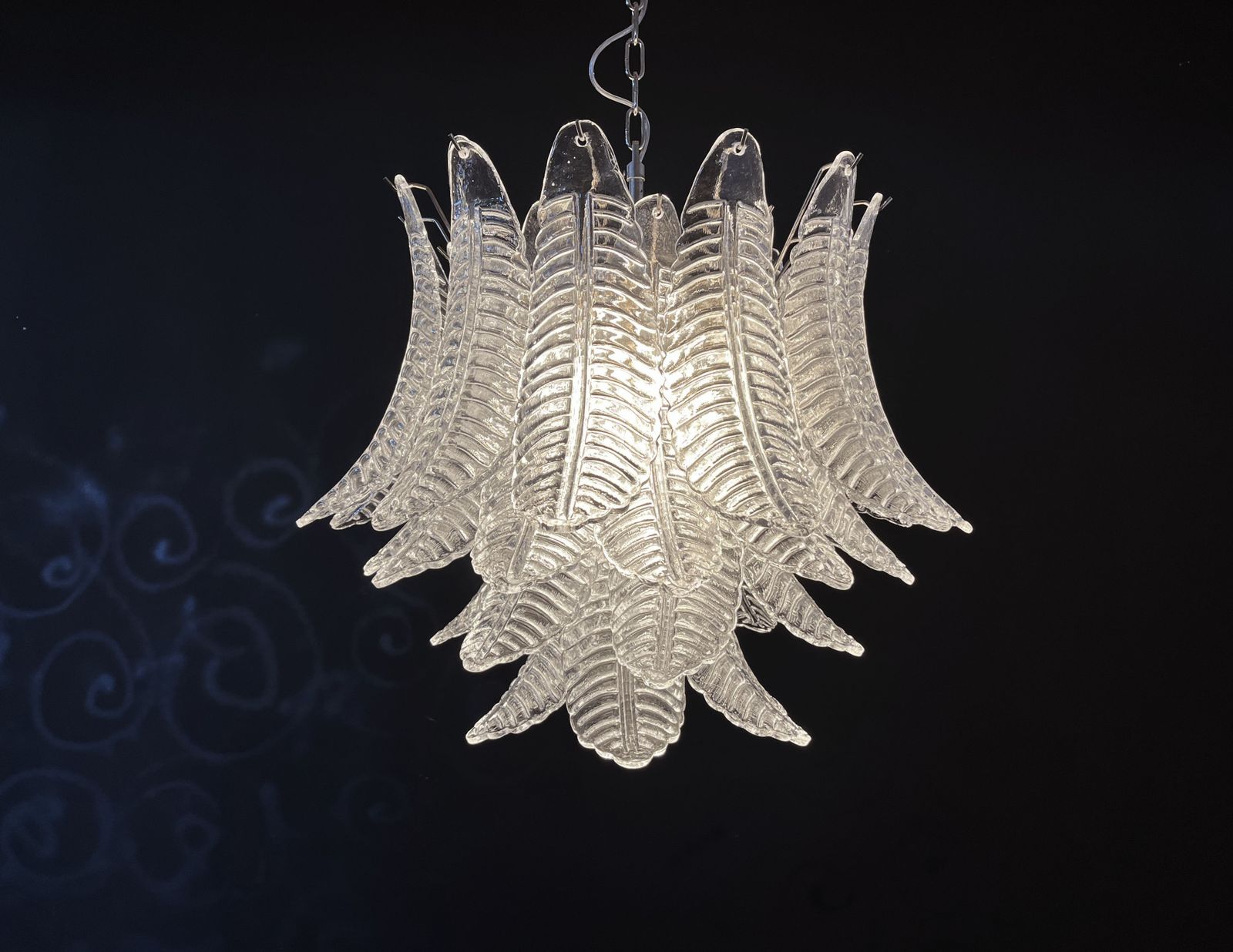 photo furniture Italian Murano Six Tier Trasparent Felci Glass Chandelier   36 Glasses