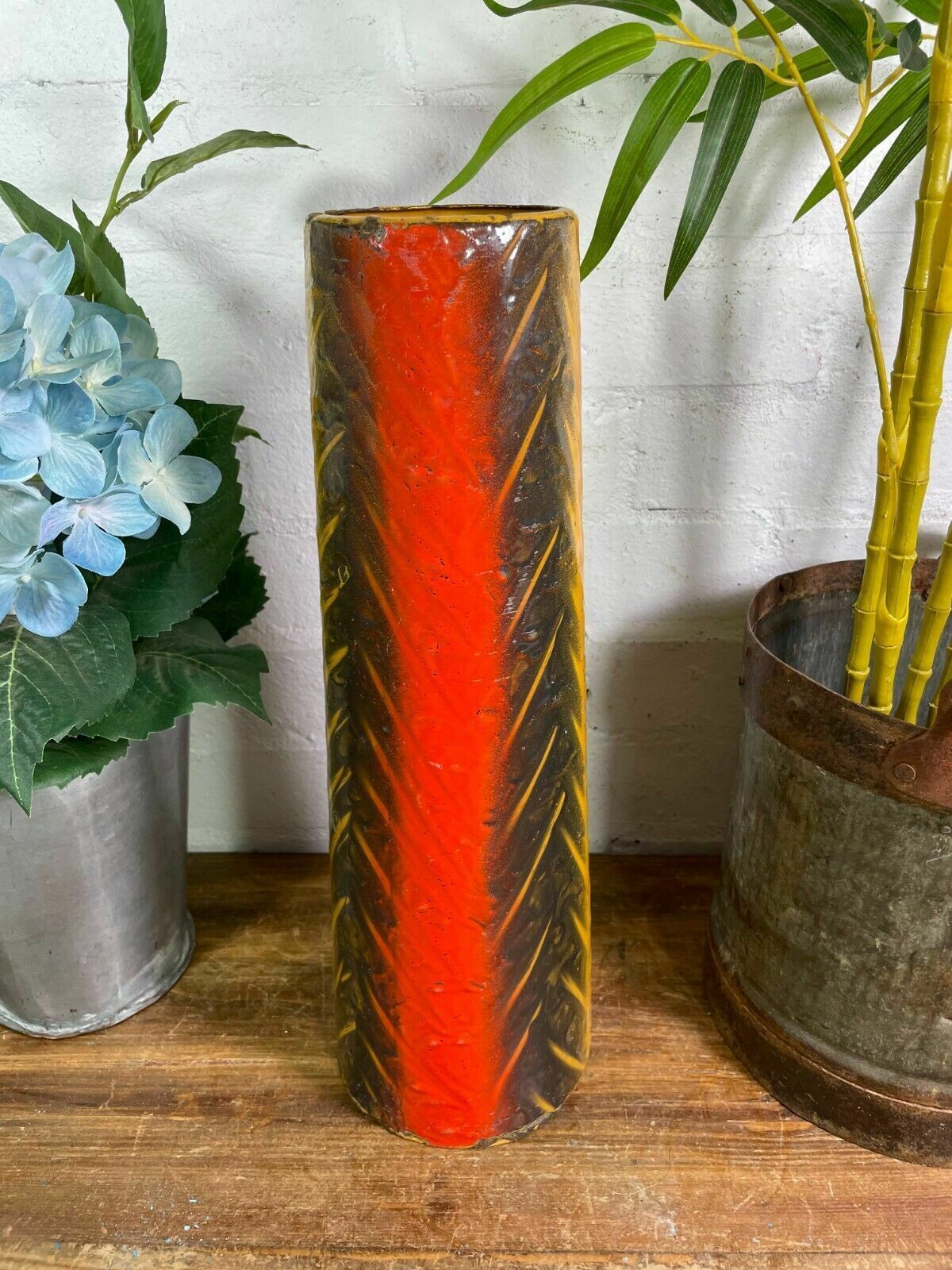 Large Vintage Hungarian Retro Mid Century Enamel Vase photo 70.0